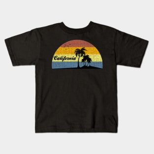 California Funny Vintage Summer Palm Tree Design Kids T-Shirt